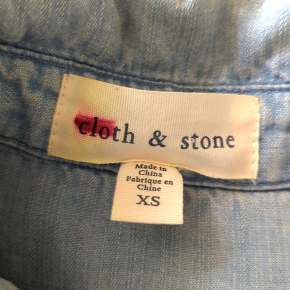 Anthropologie Cloth & Stone Gold-Dotted Chambray Dress - Picture 9 of 12